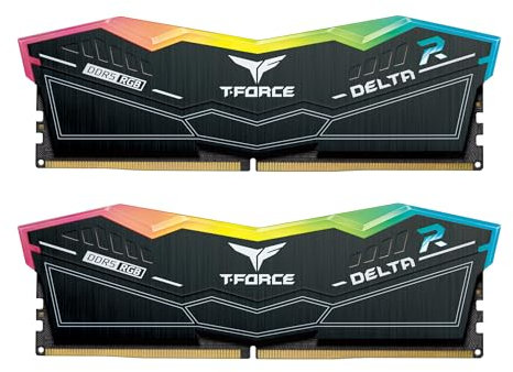TEAMGROUP T-FORCE DELTA RGB DDR5 Ram 32 GB (2 x 16 GB) 6000 MHz PC5-48000 CL38 Intel XMP 3.0 & AMD Expo modulo di memoria desktop compatibile Ram nero FF3D532G6000HC38GDC01