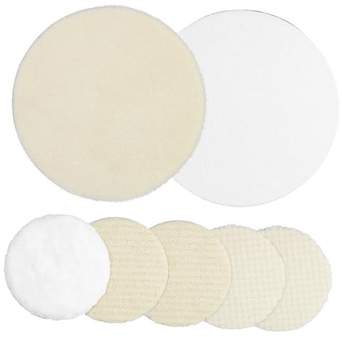 7 Stk Polierscheiben-Set auto polierschwamm poliermaschine aufsätze Puffer Polierer Puffer-Polierpads Pufferkissen Bohrer-Polierpads Polierscheibe für Bohrer künstliche Wolle Weiß Mikinona