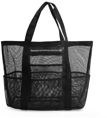 Netz Strandtasche, Damen, faltbar Wasserdicht und Sanddicht Netz Handtasche Netz Pool Tragetasche für Strand, Fitnessstudio, Schule, Einkaufen, Schwimmen, Reisen