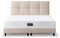 Z-hom Boxspringbett 213, Gepolstert Doppelbett mit Matratze 30 cm hoch - Taschenfederkern, Polsterbett, Kopfteil gesteppt und gepolstert, Continentalbett (Beige, 180 x 200 cm)