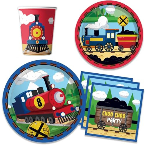 Zug Gebutstag Party Set, Partygeschirr, Zug Geburtstag Party Supplies, für Kinder Geburtstagsfeier Deko Tisch Geburtstag Set für Kinder Mädchen Jungen (Puddle Jumper)