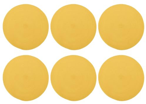 Set of 6 Coasters Yellow Round Bar Coaster Concentric Circle Pattern Cork Coasters Drink Coaster Suitable for Dining Table Coffee Bar Decoration Indoor Outdoor 4.3 Inch Yellow2