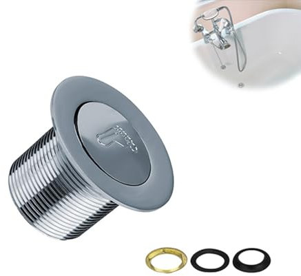 HJIAMA Bonde Evier, Bonde de Salle de Bain pop up, pour tuyaux de 48 à 55 mm, Surface Galvanisée, avec Bague D'étanchéité en Caoutchouc, Bonde Lavabo