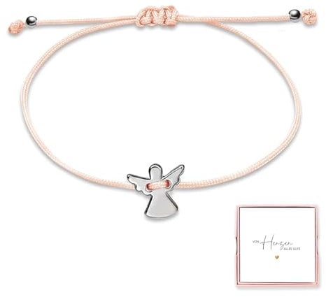 Schutzengel Schulanfang Armband Silber mit Verstellbarem Geflochtenem Seil - Engel Armbändchen als Geschenke zur Einschulung - Schulkind 2025 Schulanfang Geschenke für Mädchen & Jungen