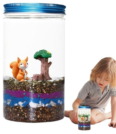 Terrarium Kit, Light Up Terrarium Kits for Kids, Portable Light Up Terrarium Supplies, Grow N Glowing Terrarium Kit - Living Ecosystem Terrarium for Girls and Boys