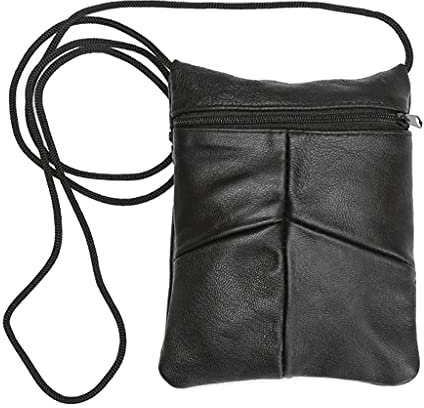 Umhängetasche aus Schaffell, für Handy, Geldbörse, Leder, Schultertasche für Damen, Vintage-Tasche, multifunktionale Tasche, Schwarz
