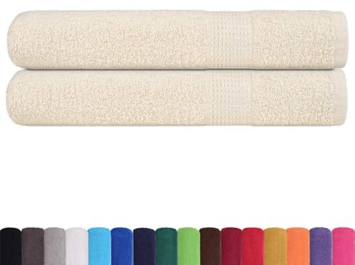 vidaXL Handtücher 2 STK. Creme 100x200 cm 360 g/m² 100% Baumwolle, Strandtuch, Strandhandtuch, großes Badetuch, Badetuch, Gästetuch, großes Strandtuch