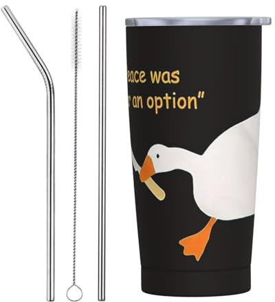 ZORIN Funny Goose with Knife Tumbler Cup 590.0 g Stainless Steel Mug Vaccum Insulated Tumblers with Lid and Straw Double Wall Feak Proof Coffee Travel Mug Birthday Gift for Women Men