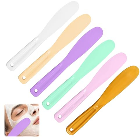 Plastic Spatula for Mask,6 PCS large Cosmetic Spatula for Makeup,Face Cream Spatula,Jelly Mask Spatula,Colorful Face Mask Applicator for DIY Lotions Cream Mixing and Sampling(6 Color)