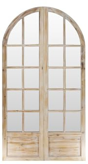 Vente-unique-Spiegelparavent - Kiefernholz - Patina-Optik - 2-teilig - 96 x 180 cm - Holzfarben - KEDIRI