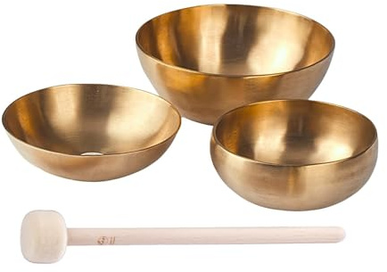 Peter Hess - Mini-Klangschalen-Set 4 Kids - 3 Schalen für Babys und Kleinkinder mit weichem Filzschlägel | Herzschale, Beckenschale, Universalschale zur Klangmassage, Beruhigung, Urvertrauen