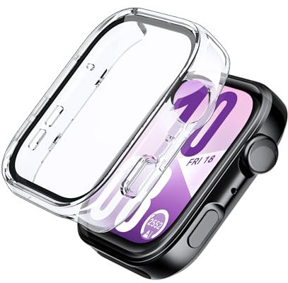 Tieeyivv Funda para Huawei Watch Fit 4 con Protector de Pantalla Cristal Templado Suave TPU Bumper Case Fácil Instalación Ligera Cubierta para Huawei Watch Fit 4 -Transparente