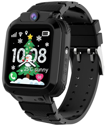 Smartwatch Kinder, Kinder Smartwatch mit GPS und Telefon, Wasserdicht GPS Kinderuhr mit SOS Anruffunktion Handy Voice Chat Spiel Wecker Schulmodus Touchscreen für Mädchen Jungen Student Geschenk
