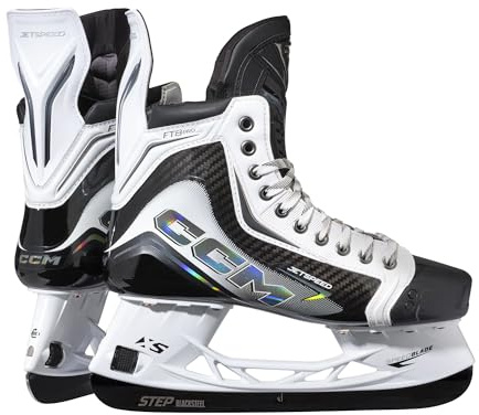 CCM JetSpeed ​​FT8 Pro Weiß Eishockey Schlittschuhe Intermediate (6.0 = EU 40,5; Regulär Weite)