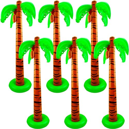 6 palme gonfiabili da 101,2 cm, grandi palme in cocco per estate, tropicale, spiaggia, hawaiana, decorazione per feste
