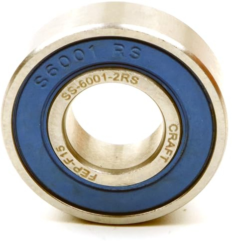Parts and Parts Rillenkugellager SS-6001 2RS 12x28x8mm, DIN 625 ISO 15, Hochgeschwindigkeits-Radiallager, reibungsarm, leichtgängig, aus hochwertigem Edelstahl