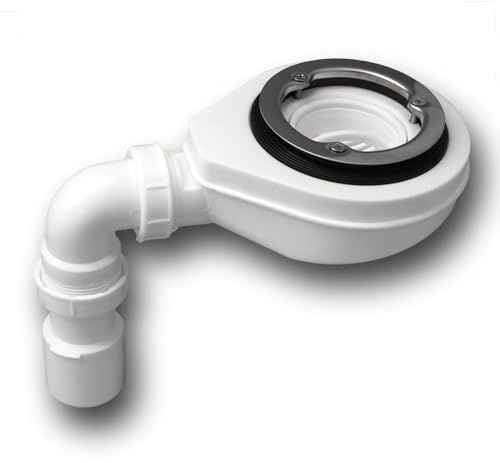 WITEN&NOCK Ablaufgarnitur für Dusche Duschwanne Ø 90 mm Siphon Einbauhöhe 65 mm inkl. Geruchsstop und Haarsieb Bodenablauf 90° Ablaufbogen DN 40/50 mm