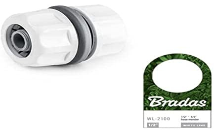 Bradas WL-2100 Reparator- Verbindungsstück 1/2 nach 1/2 Zoll Schlauch, weiß, 4 x 2 x 2 cm