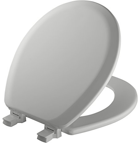 Mayfair Cameron Silver Toilet Seat, Non Slip Heavy Duty Wood, Easy Clean, Made in USA, Round