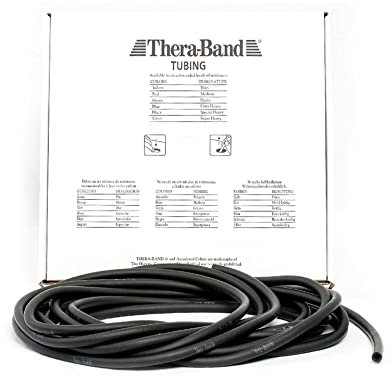 TheraBand Resistive Exercise Tubing, For Use Anywhere, Natural Latex, Linear Strength, 7.5m Special Strong, Black