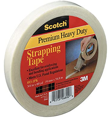3 M Scotch 893 Premium Heavy Duty Umreifung Tape, 60 Yards L nge x 3/10,2 cm Breite, transparent