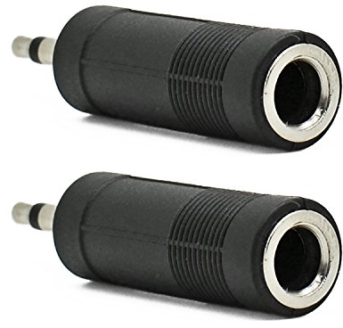 Incutex 2X adaptadores Audio Jack Conector Macho 3,5 a Conector Hembra 6,3, convertidor Audio Jack, Negro