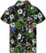 V.H.O. Funky Hawaii-Hemd, Herren, Kurzarm, Cherryparrot, Schwarz, 6XL