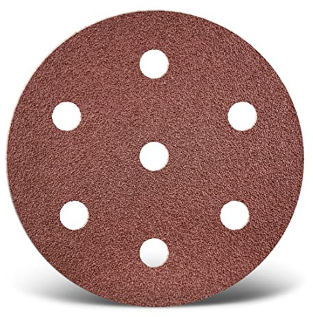 MENZER Red Dischi abrasivi velcrati, 90 mm, 7 fori, p. Levigatrici rotorbitali, Corindone normale (50 Pz.) G60