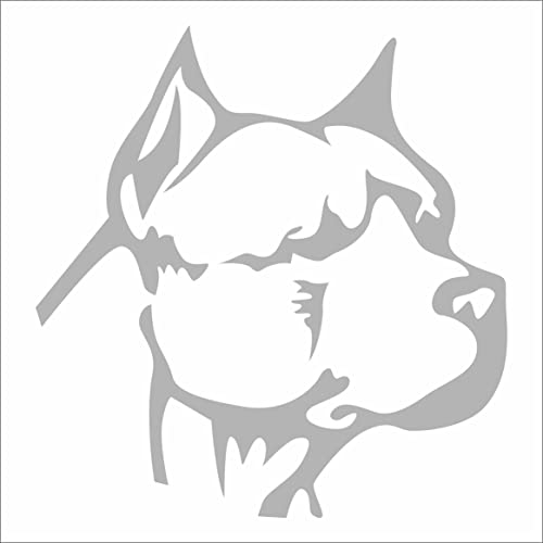 INDIGOS UG Aufkleber - Autoaufkleber - JDM - Die Cut - Pitbull Head Decal Auto Laptop Window Vinyl - Folie Sticker - Silber - 88mm x91mm