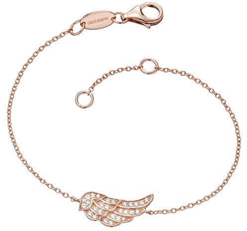 Engelsrufer Flügel Armband für Damen Rosévergoldet 925er-Sterlingsilber Weiße Zirkonia Länge 16 cm + 2 cm