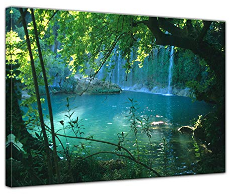 Bilderdepot24 Bild auf Leinwand | Kursunlu Wasserfälle - Türkei in 120x90 cm als Wandbild XXL | Wand-deko Dekoration Wohnung modern Bilder | 202757