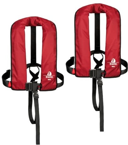 12skipper 2er-Sets Automatik-Rettungswesten 165N ISO UML mit Harness, rot