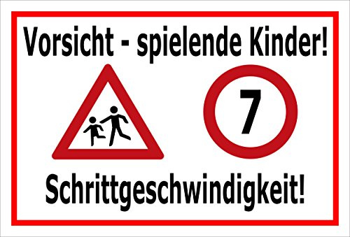 Melis-Folienwerkstatt Schild Spielende Kinder - Schrittgeschwindigkeit – 60x40 cm – 3mm Aluverbund – Bohrlöcher – mehrere Größen/Materialien