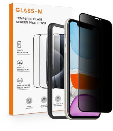 GLASS-M [2 Pack Privacy Screen Protector for iPhone 11/iPhone XR (6.1 Inch), Private Anti-Spy Tempered Glass Film, Case Friendly