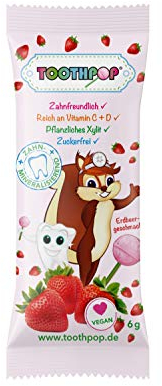Toothpop Zahnpflege-Lolli Erdbeere, 12er Pack (12 x 1 Stück)