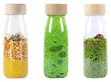 Petit Boum - Pack de 3 Botellas Sensoriales Life | Un Microcosmos en Cada Botella | Descubre, Escucha y Aprende | Estimulación Sensorial | Botellas Sensoriales para Niños