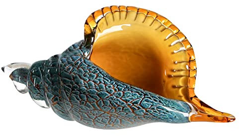 GILDE GLAS art Glasskulptur - Riesenmuschel - H.13 cm B 28,5 cm - Handarbeit