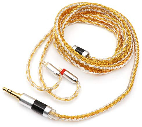 LINSOUL Tripowin Zonie IEM Kabel, 16 Adern Versilbertes Kopfhörerkabel, 1.25m SPC in Ear Monitor Kabel für 7hz Zero:2 Orchestra Lite Cadenza Hype4 Supermix4(3,5mm)(0,78mm 2pin,Gold)