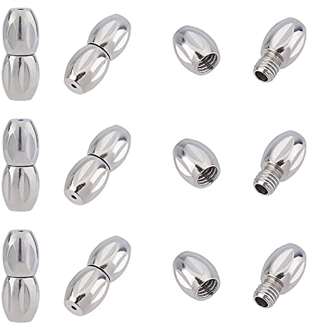 UNICRAFTALE 10sets 0.7mm Loch Edelstahl Armband Endkappen Ovale Schraubverschlüsse Schmuck Verschluss Armband verschlüsse Kabelenden Steckverbinder für Ketten und Armbänder Schmuckherstellung