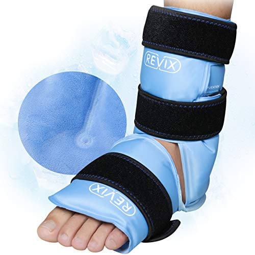 REVIX Poche de glace pour cheville pour blessures, poche de glace pour les pieds avec thérapie par compression à froid, soulagement de la douleur pour le tendon d'Achille