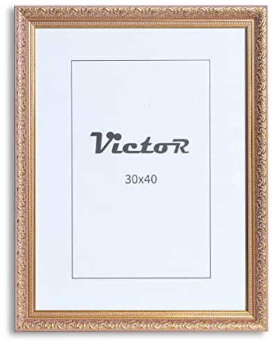 VictoR Vintage Bilderrahmen „Rubens“ in 30x40 cm (A3) Rose Gold - Leiste: 30x20mm - Echtglas - Fotorahmen Barock - Antik - Bilderrahmen 30x40 Vintage - Fotorahmen A3 Vintage