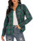 Enjoyoself Chemisier Carreaux Femme Chemise Bucheron Western 100% Coton Décontractée Classique Retro Ecossaise Coton Flanelle Blouse Gilet T Shirt Casual Vintage,L,Vert Bleu