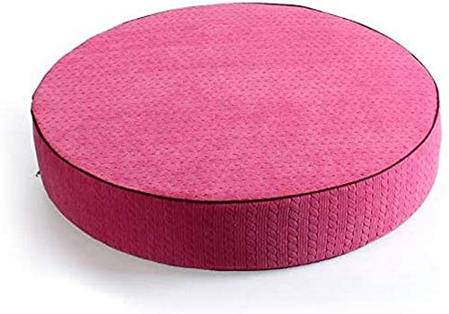 Sitzkissen Kissen, gefüllt mit Memory Foam, abnehmbar, rutschfest, rund, Samt Stuhlkissen für Garten Terrasse Küche Esszimmer Durchmesser 60 cm Dicke 12 cm, rosa