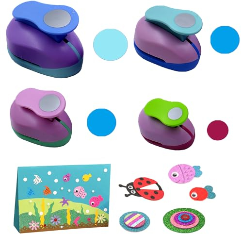 CINY Punch Rundes Prägegerät, Papierstanzer Scrapbook Paper Punchers, Circle Craft Punches Runde Zufällige Farbe, Rund DIY-Alben Grußkarten （4 Stück Durchmesser 9mm+25mm+38mm+50mm）