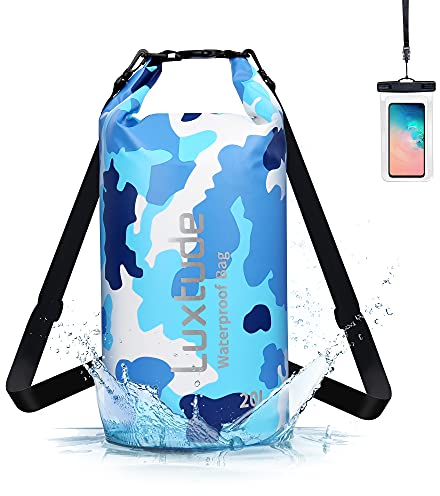 Luxtude Dry Bag 5L/10L/20L Wasserdichter Packsack Wasserdichter Beutel Sack Tasche, Wasserfester Rucksack, Waterproof Bag mit Handy wasserdichte Tasche Für Kajak, Schwimmen, Bootfahren,Wandern