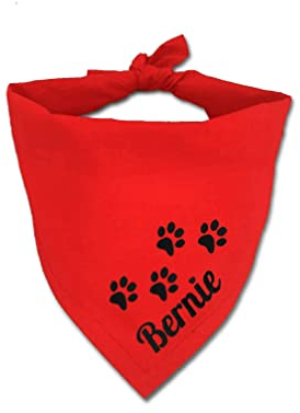 Personalisiert Hunde Bandana, Verstellbare Hunde Dreiecks Halstuch, Wunschname, Gestickt Name des Hundes, Baumwolle Hunde Bandana Kopftücher Hundehalstuch Dreieckstuch, Dog Bandana (L, rot)