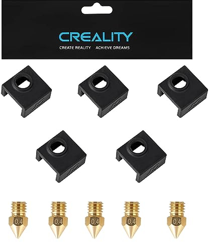 Creality 5PCS FDM 3D Printer Hotend Silicone Sock, Heater Block Silicone Socks Hotend Cover e 5PCS 0.4mm Ugelli per Ender 3, Ender 3 V2, Ender 5, Ender 5 Plus, CR-10 V2/V3, CR-10 S4/S5