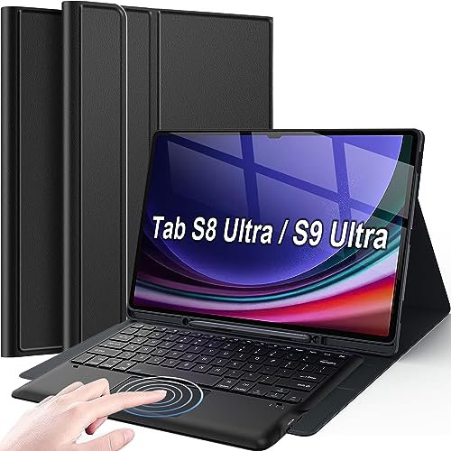 Wineecy Touchpad Tastiera Custodia per Samsung Galaxy Tab S9 Ultra 2023/S8 Ultra 2022 14.6 Pollici [Layout Italiano] - Slim Cover con Rimovibile Magnetica Wireless Bluetooth Keyboard (S8/S9 Ultra)