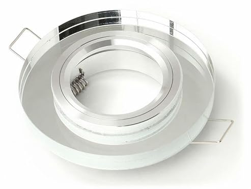 LumenTEC LED Einbaustrahler, LED Einbauspot Glas Rund ideal für LED Lampen + GU10 Fassung (Asni Silber)