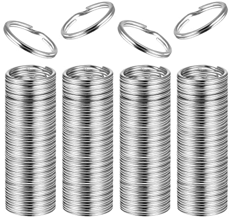 Porte-clés, 100 Pièces Porte-clés en Acier Inoxydable, 20mm Porte-clés Anneaux Fendus en Métal pour Porte-clés Artisanat, Voiture, Maison, Accessoires Clés